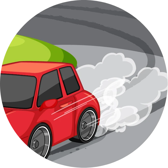 Animated image of red car with diesel exhaust