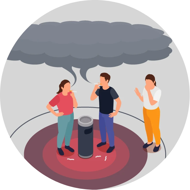 Animated image of second hand smoke