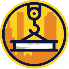 Ironworkers icon with crane and steel beam