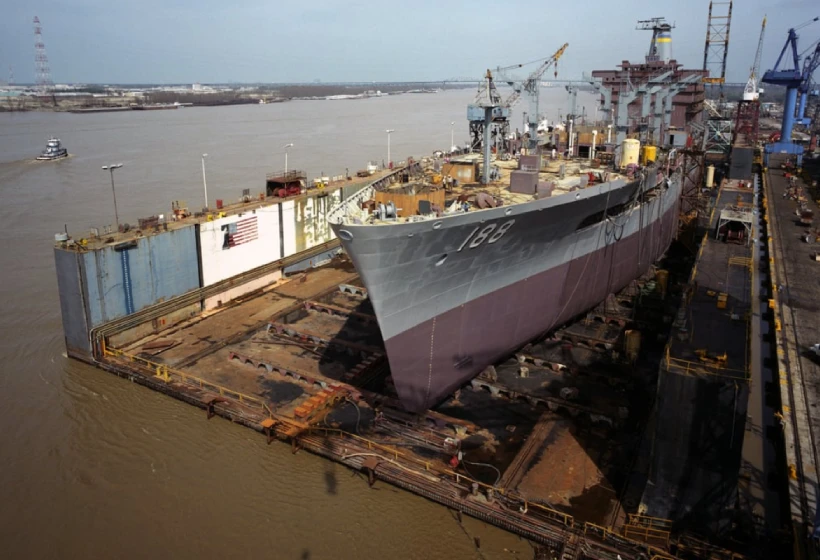 Fleet oiler under construction at Avondale Shipyard