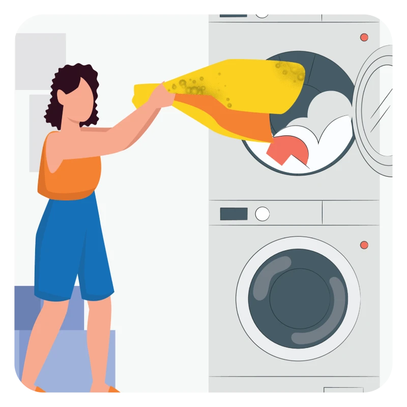 Graphic - wife shakes out husband's dirty work clothes